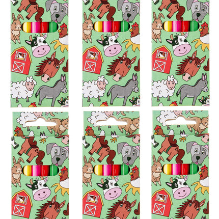 6 Farm Animal Halfsize Colouring Pencils