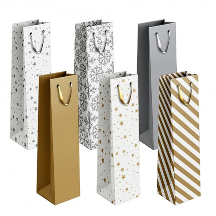 Gold/Silver Patterned Bottle Gift Bag
