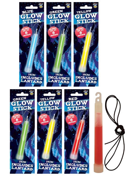 6 Assorted Glow Sticks & Lanyards