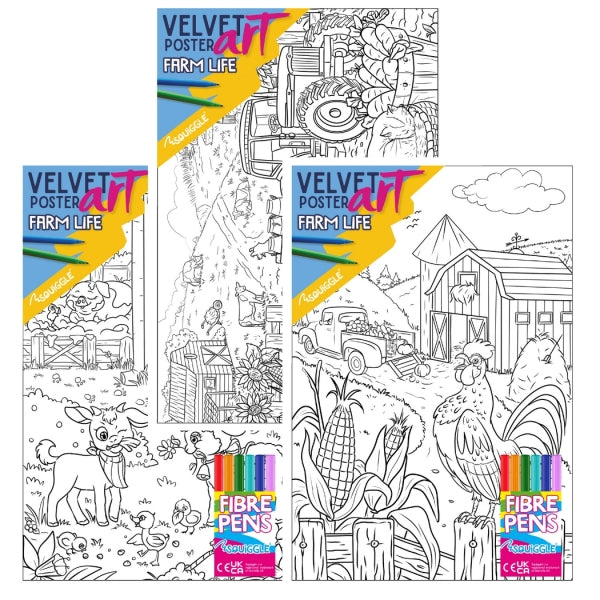 Farm Life Velvet Poster Art & Fibre Pens