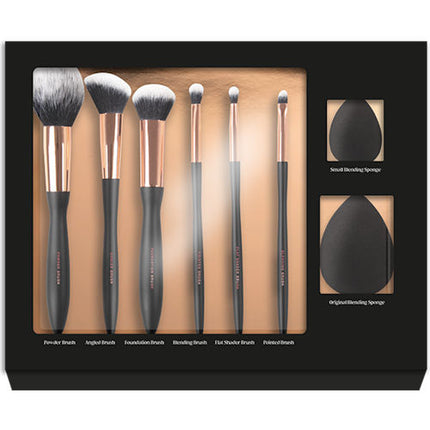 8 Black Professional Makeup Brush Set