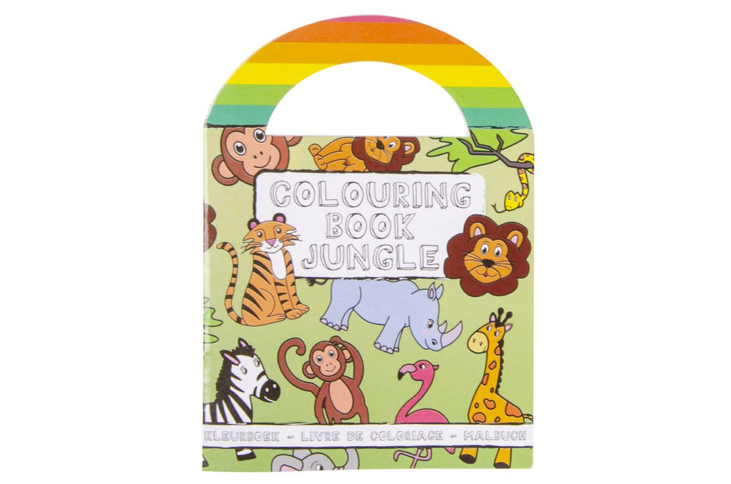 6 Jungle Sticker & Colouring Books With Handles