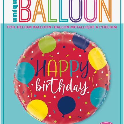 Happy Birthday Balloon Party 18" Round Foil Balloon