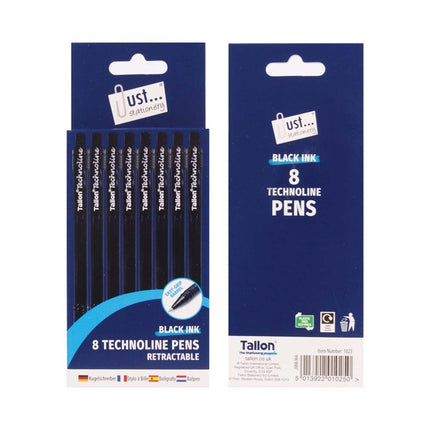 8 Black Technoline Pens