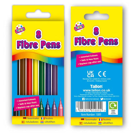 8 Fibre Tip Colouring Pens
