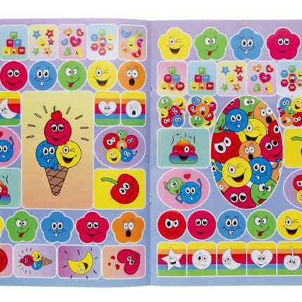 6 Large Emoji Face Colour & Sticker Books