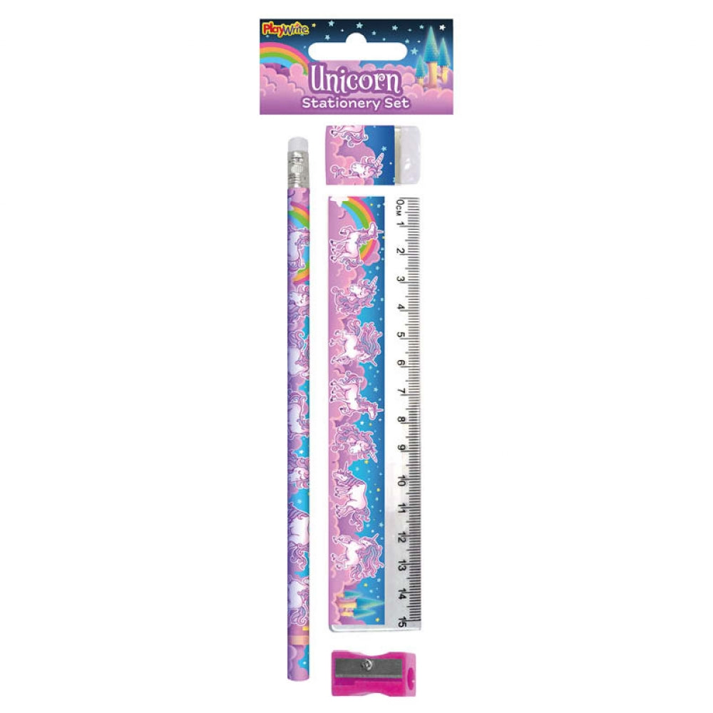 Unicorn 4 Piece Stationery Set