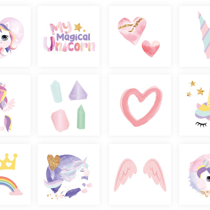12 Unicorn Temporary Tattoos