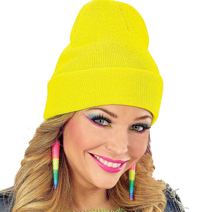 Wool Look Neon Yellow Beanie