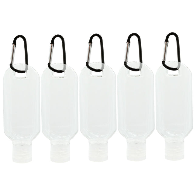 5 Travel Bottle Containers & Black Hooks