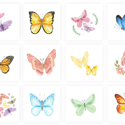 12 Butterfly Temporary Tattoos