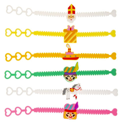 6 Adjustable Sinterklaas Rubber Bracelets