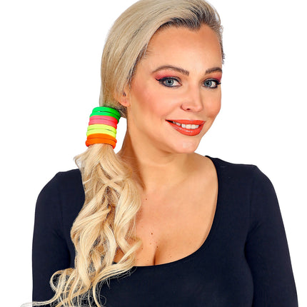 Set of 8 Neon Hair Ties - 4 Colours Assorted