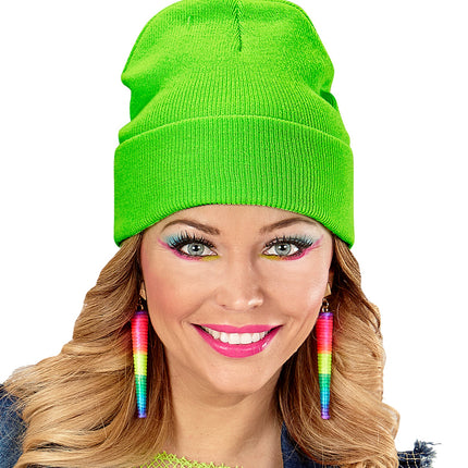 Wool Look Neon Green Beanie