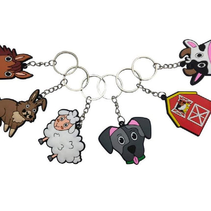 6 Farm Animal Keychains