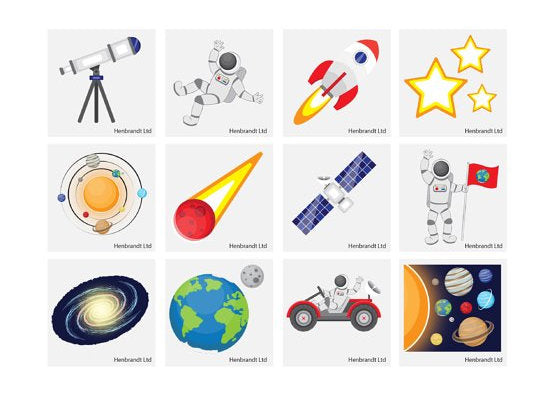 12 Space Temporary Tattoos