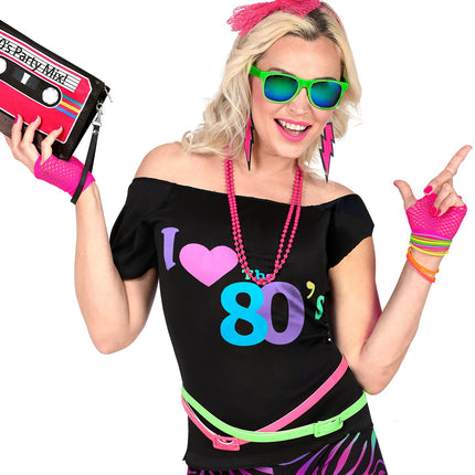Neon Pink Fingerless Fishnet Gloves