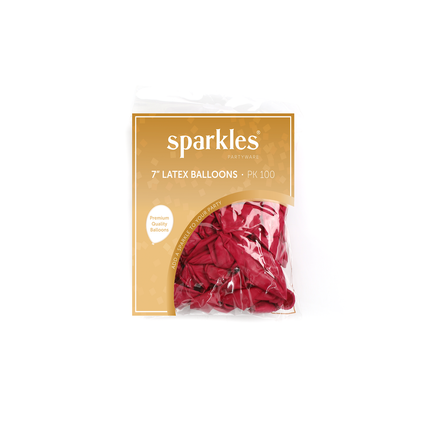 100 Pearlised Red 7" Latex Balloons