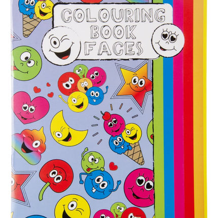 6 Large Emoji Face Colour & Sticker Books