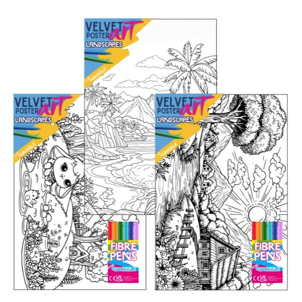 Landscapes Velvet Poster Art & Fibre Pens