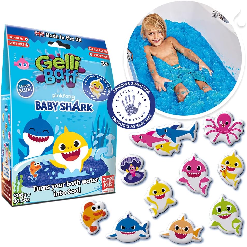 Blue Baby Shark Gelli Baff & 3D Sticker