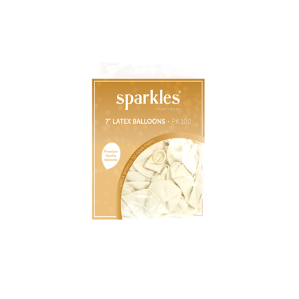 100 Pearlised Ivory 7" Latex Balloons