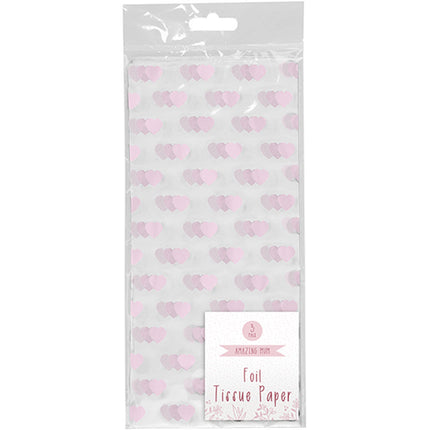 3 Foil Heart Tissue Paper