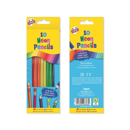 10 Neon Rubber Tip HB Pencils