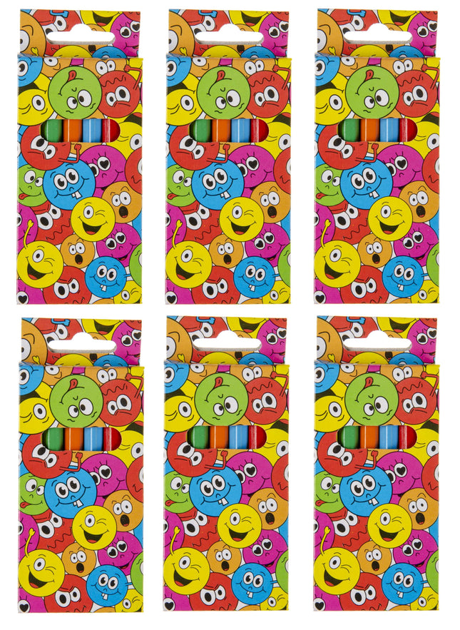 6 Happy Face Halfsize Colouring Pencils