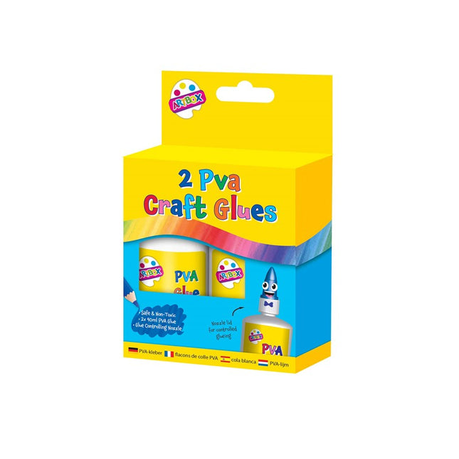 2 White PVA Glue Bottles