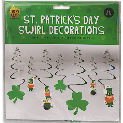 12 St. Patrick's Day Hanging Swirl Decorations
