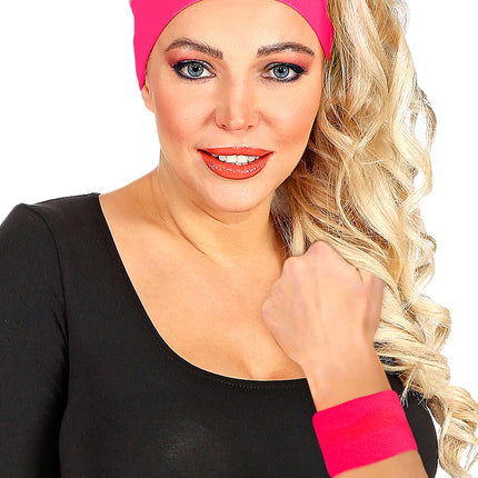 Pair of Neon Pink Wristbands