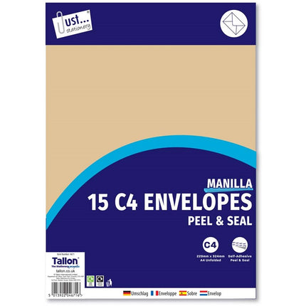 12 Manila C4 Peal & Seal Envelopes