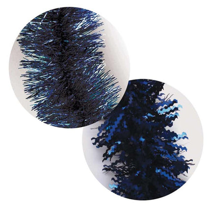2 Navy Blue Shiny & Matt Christmas Tinsel