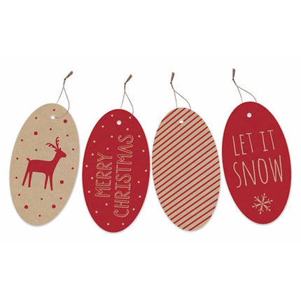 20 Christmas Kraft Oval Gift Tags