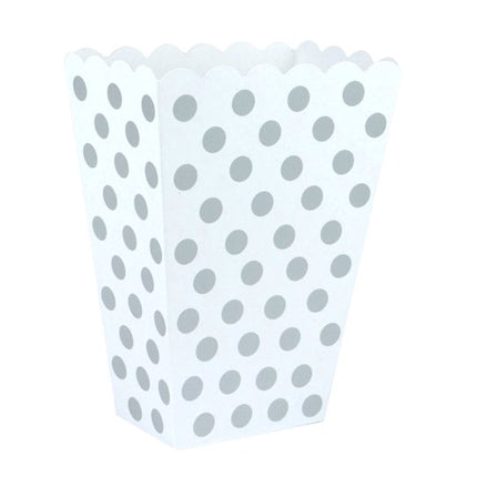 10 Silver Polka Dot Scalloped Treat Boxes