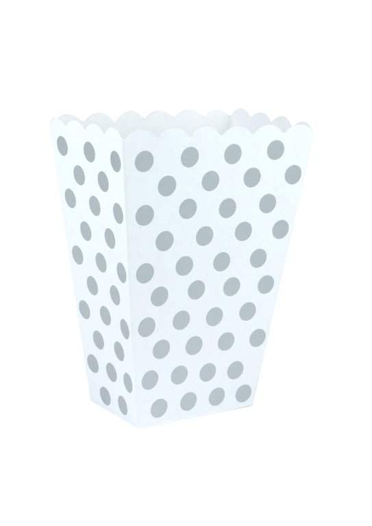 10 Silver Polka Dot Scalloped Treat Boxes