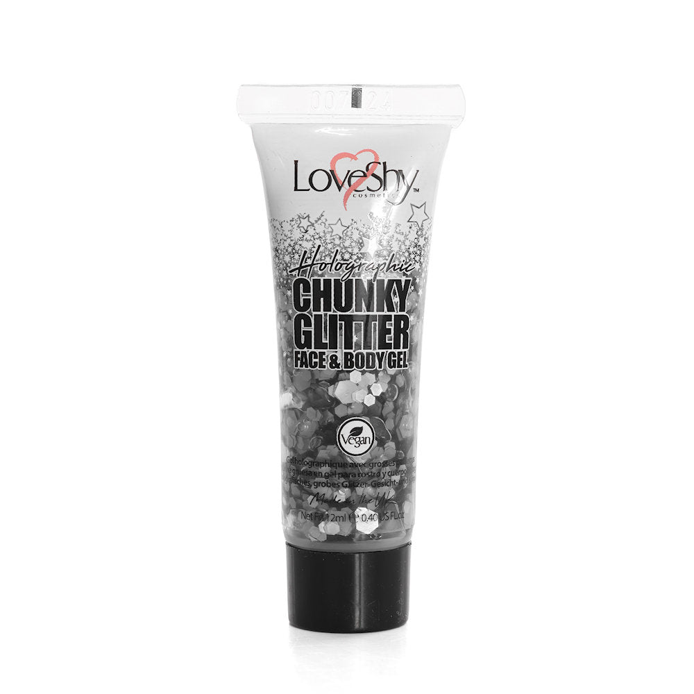 LoveShy Silver Holographic Chunky Glitter Face & Body Gel