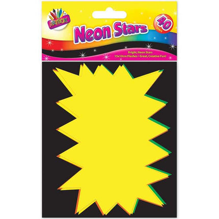 40 Neon 15cm x 10cm Fluorescent Star Flashes