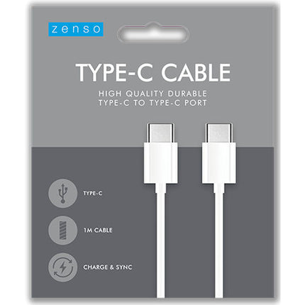White 1M Type C To Type C Cable