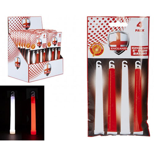 4 St George Red & White Glow Sticks
