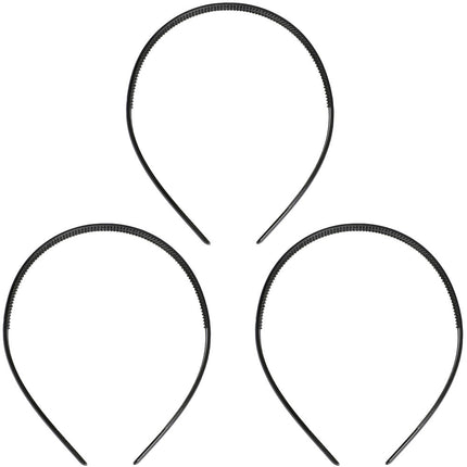 3 Black Plastic Hairbands