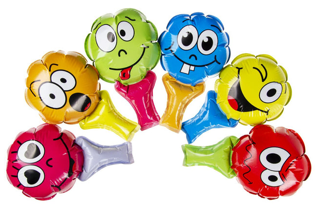 6 Emoji Face Self-Inflating Handheld Balloons