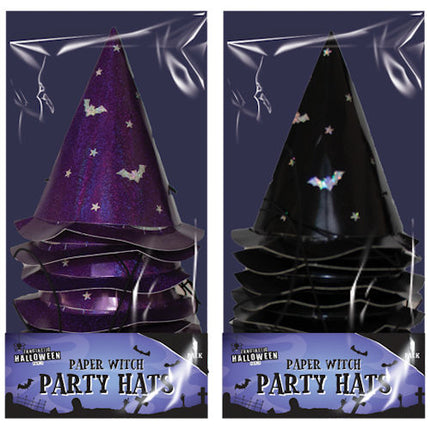 8 Halloween Witch Paper Party Hats