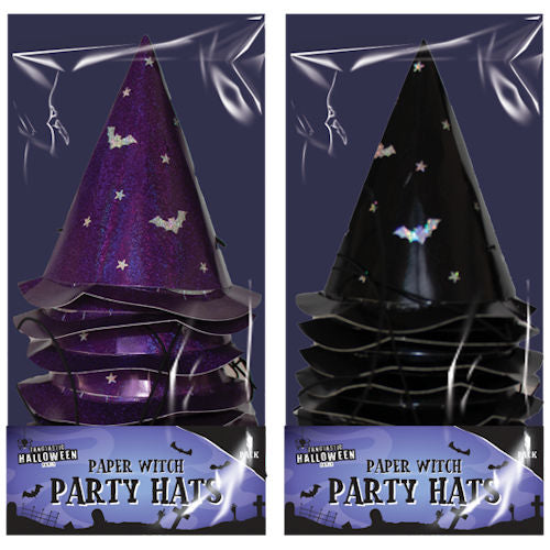 8 Halloween Witch Paper Party Hats