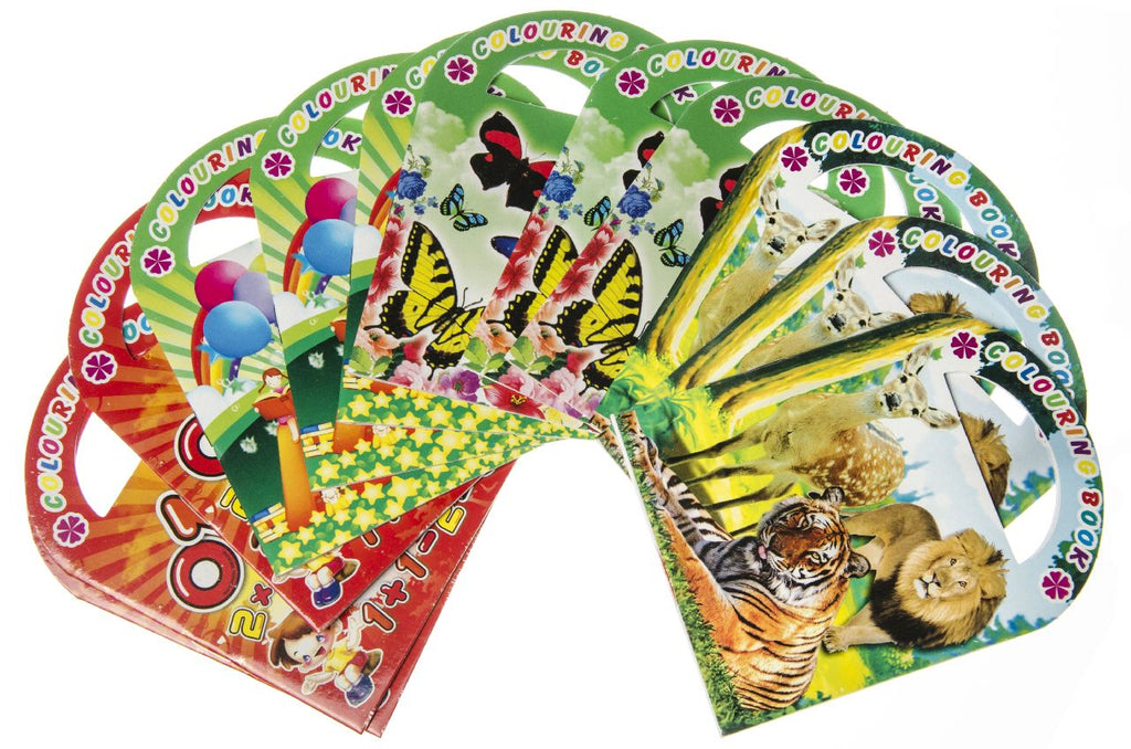 6 Assorted Sticker & Colouring Books With Handles