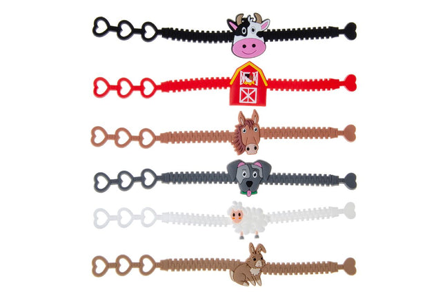 6 Adjustable Farm Rubber Bracelets