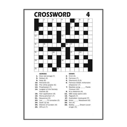 A4 Crossword Puzzle Book
