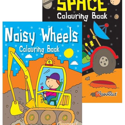 Space/Noisy Wheels Colouring Book