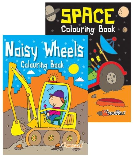 Space/Noisy Wheels Colouring Book